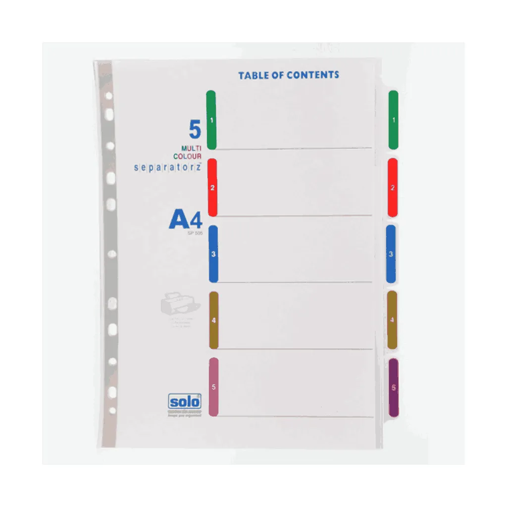 Solo Separators With Index SP505