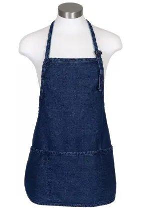 Stonewashed Denim Bib Adjustable Apron (3 Pockets)