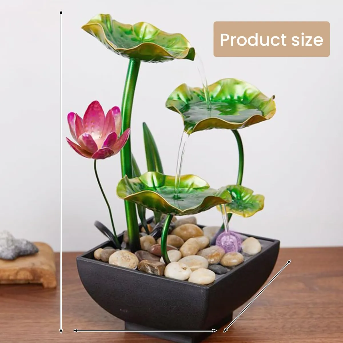 Supvox® Lotus Pond Tabletop Fountain Desk Decor Water Fountain USB-Powered Flowing Tabletop Fountain Relaxation Home Decor 10.6 inches Small Lotus Pond Gift Desk Decoration