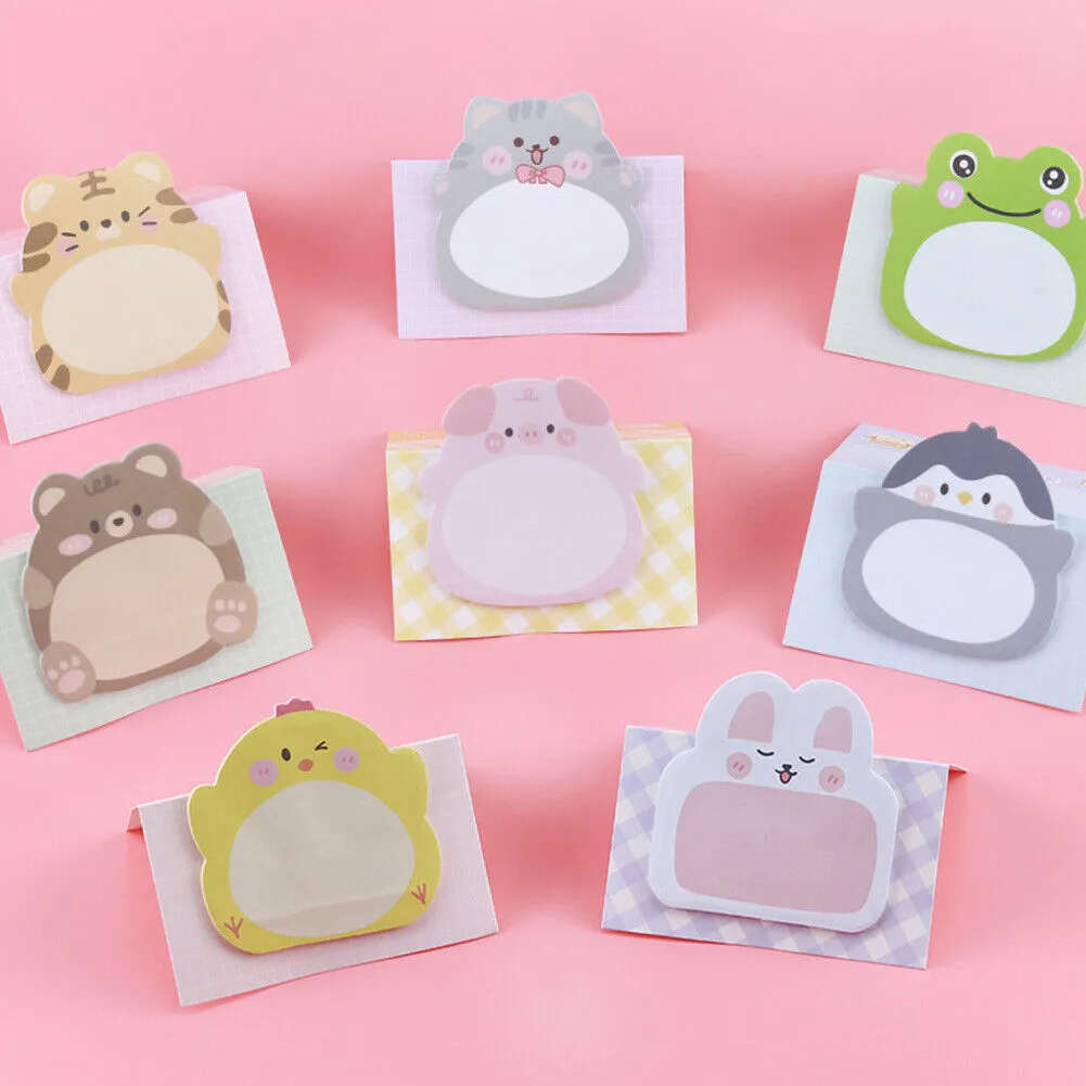 US 16-32 Pcs (320-640 pages Total) Sticky Notes Cute Animal-Shaped Bookmark Pads