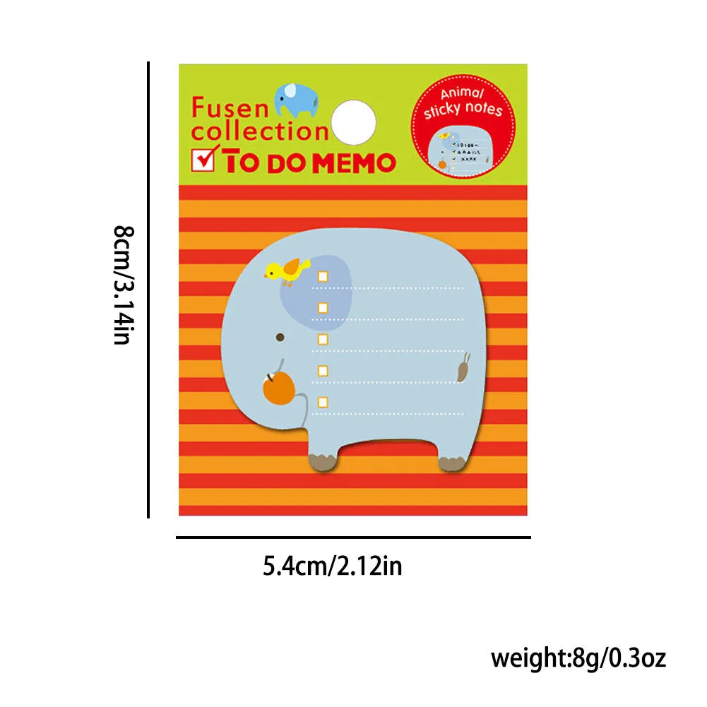 US 16-32 Pcs (320-640 pages Total) Sticky Notes Cute Animal-Shaped Bookmark Pads