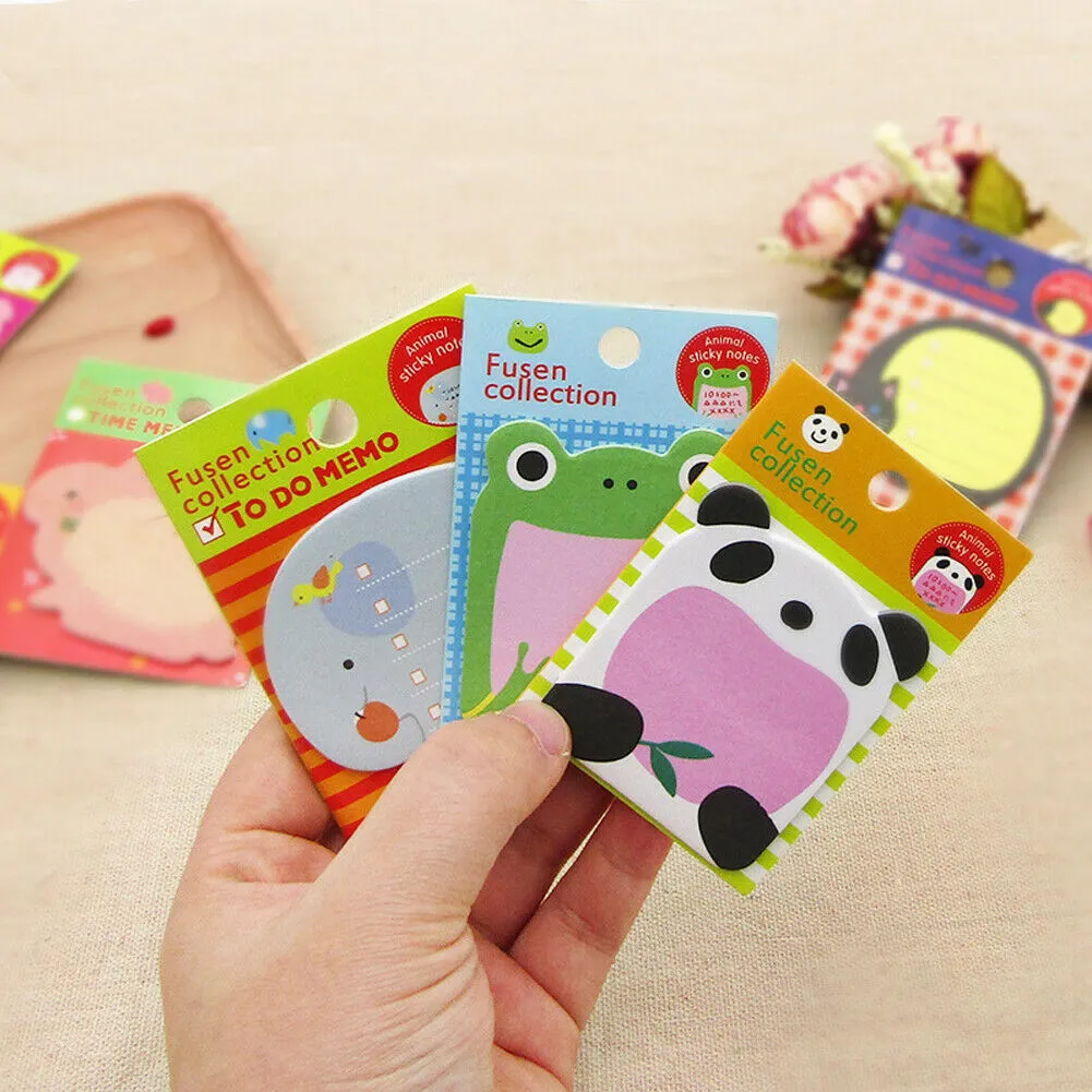 US 16-32 Pcs (320-640 pages Total) Sticky Notes Cute Animal-Shaped Bookmark Pads