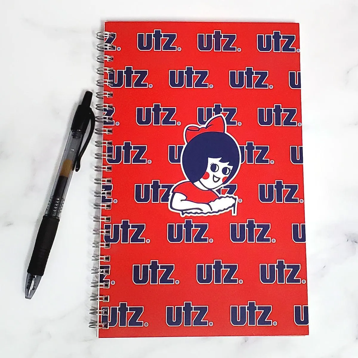 Utz Girl with Text Pattern (Red) / Spiral Notebook