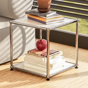 valiant Metal Steel Storage Organizer Open Closet Freestanding Cube Shelf Bookcase for Living Room Bedroom,White
