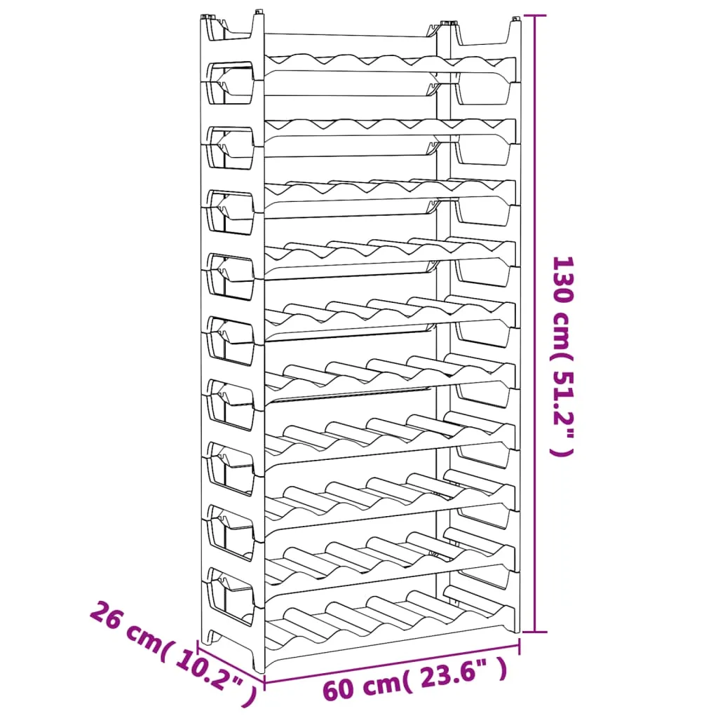 vidaXL Wine Rack for 60 Bottles PP Stackable