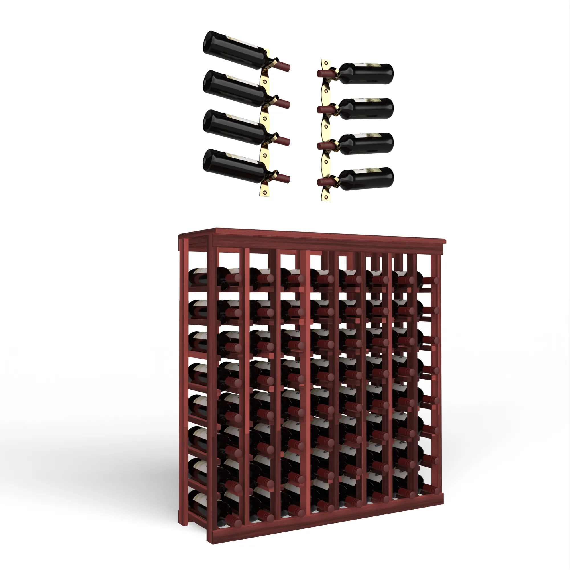 Wine Room Essentials Bundle - 64 Bottle Tabletop x Helix Wine Rack in Golden Bronze Metal