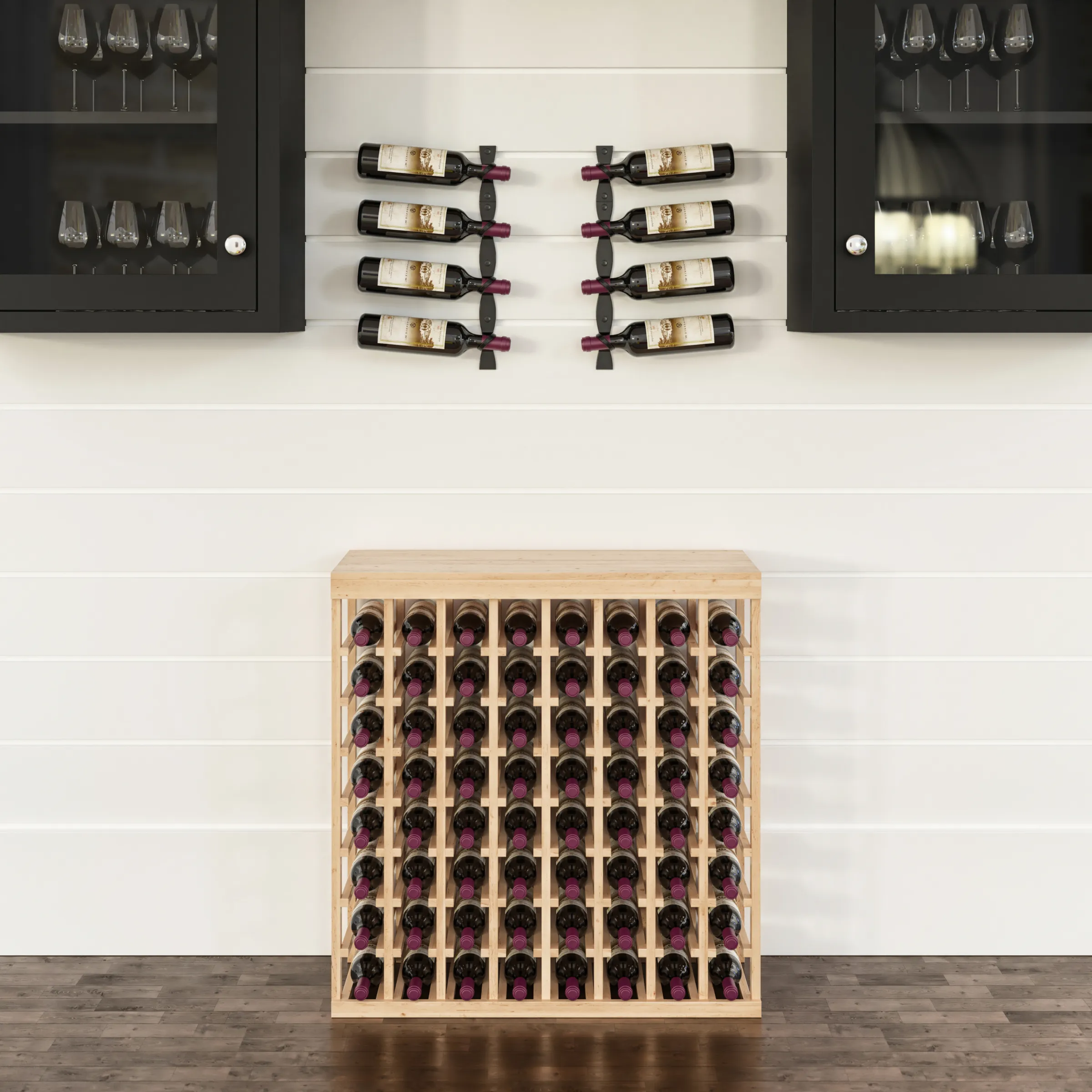 Wine Room Essentials Bundle - 64 Bottle Tabletop x Helix Wine Rack in Golden Bronze Metal