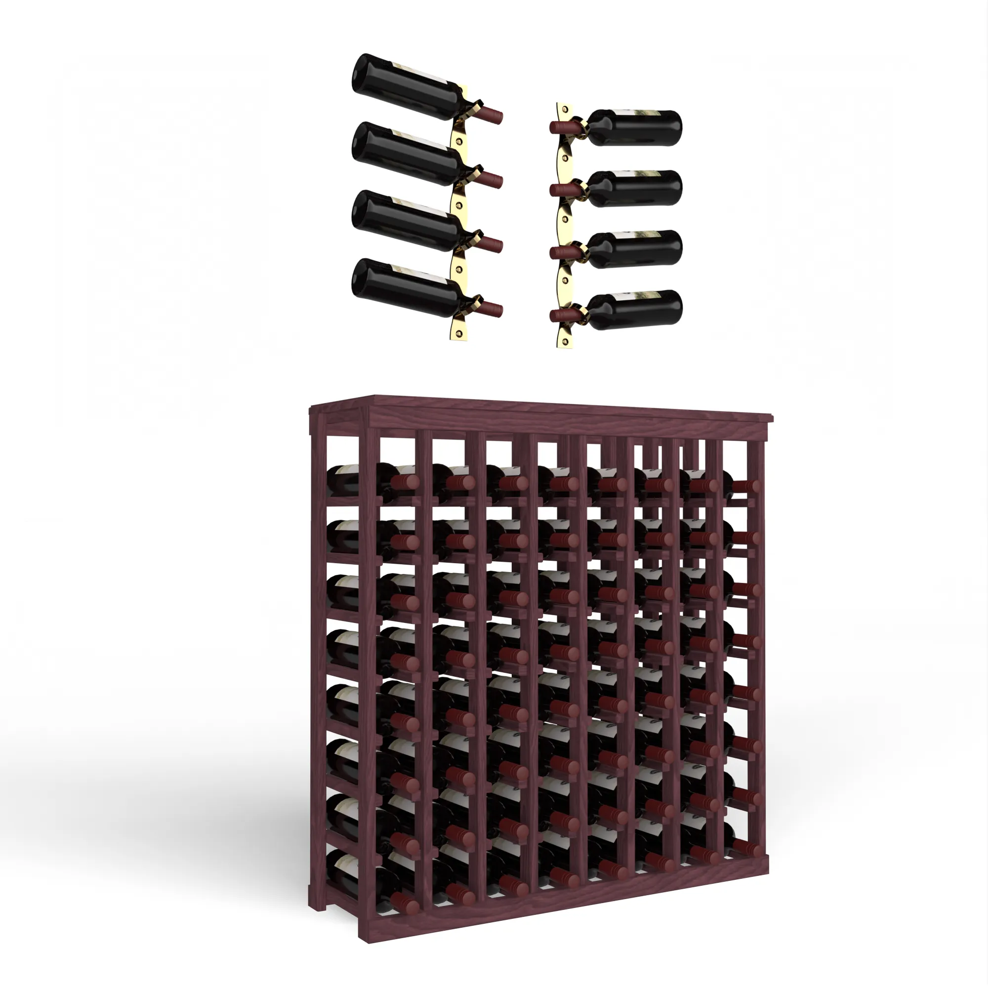 Wine Room Essentials Bundle - 64 Bottle Tabletop x Helix Wine Rack in Golden Bronze Metal