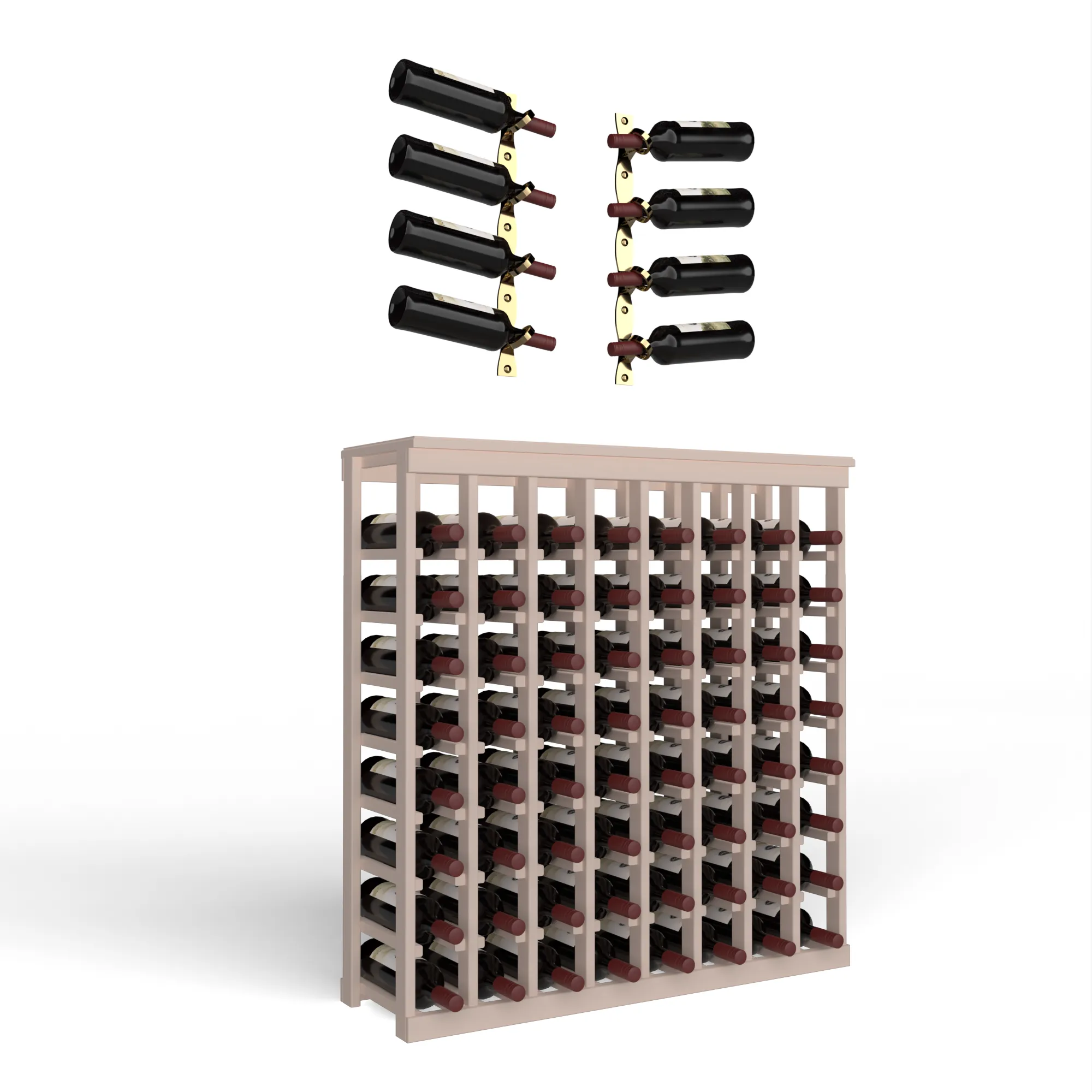 Wine Room Essentials Bundle - 64 Bottle Tabletop x Helix Wine Rack in Golden Bronze Metal