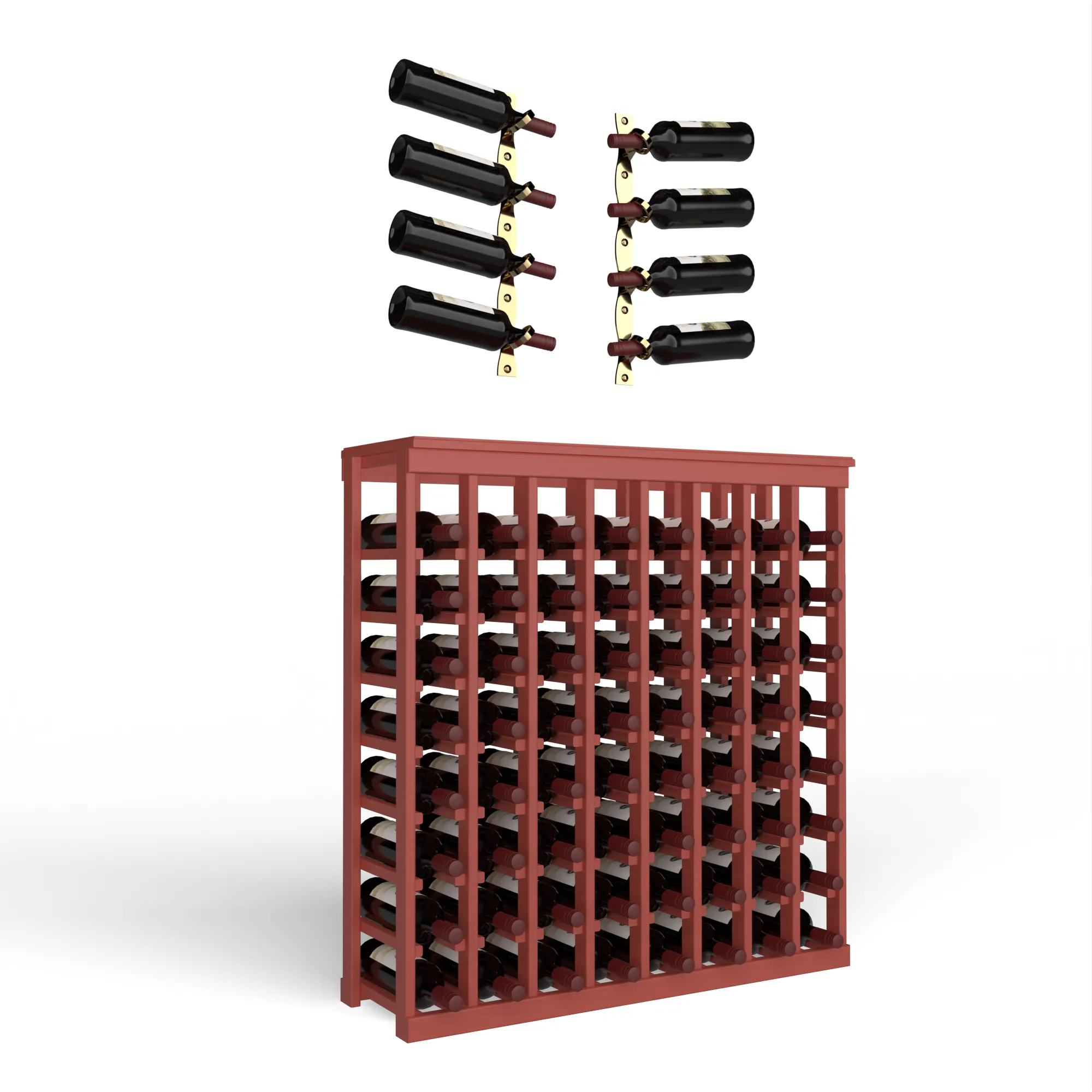 Wine Room Essentials Bundle - 64 Bottle Tabletop x Helix Wine Rack in Golden Bronze Metal
