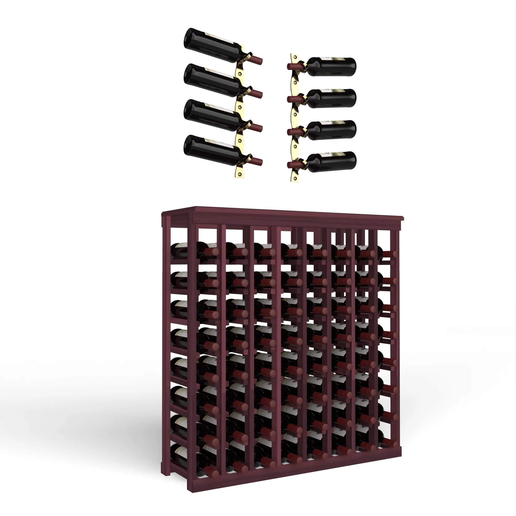Wine Room Essentials Bundle - 64 Bottle Tabletop x Helix Wine Rack in Golden Bronze Metal