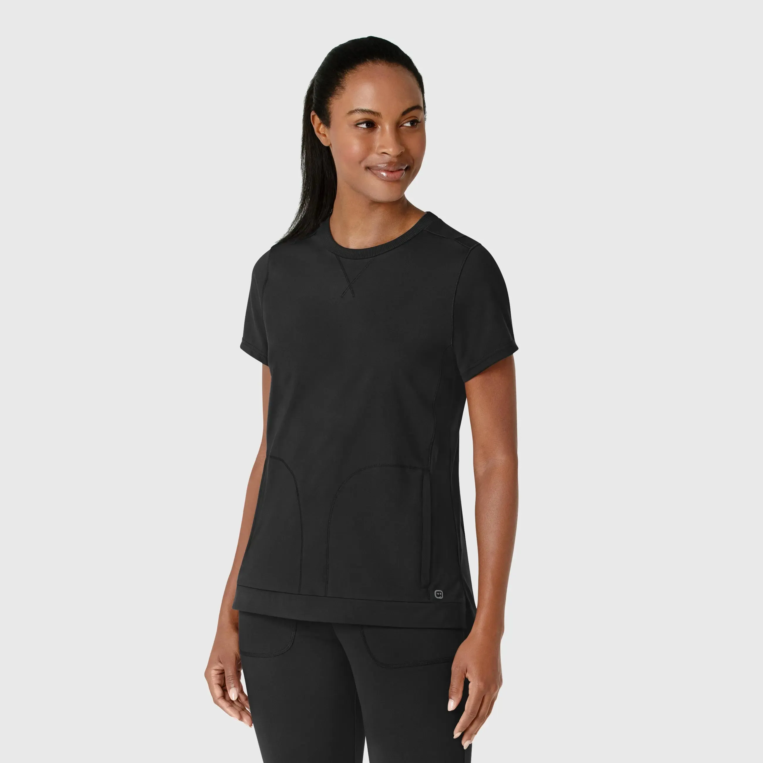 Wink Knit Women's Flex-n-Reach Crew Neck Scrub Top - Black