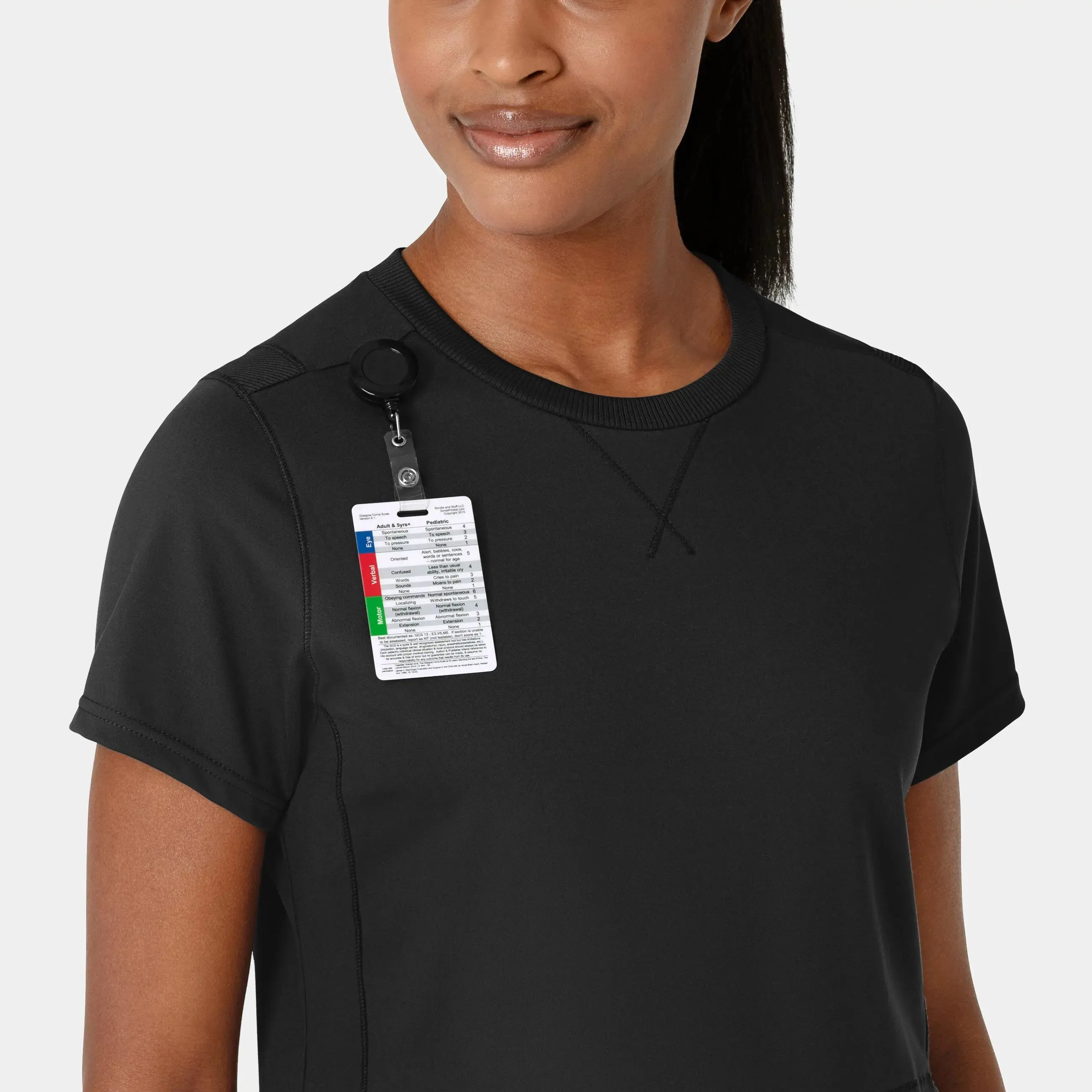 Wink Knit Women's Flex-n-Reach Crew Neck Scrub Top - Black