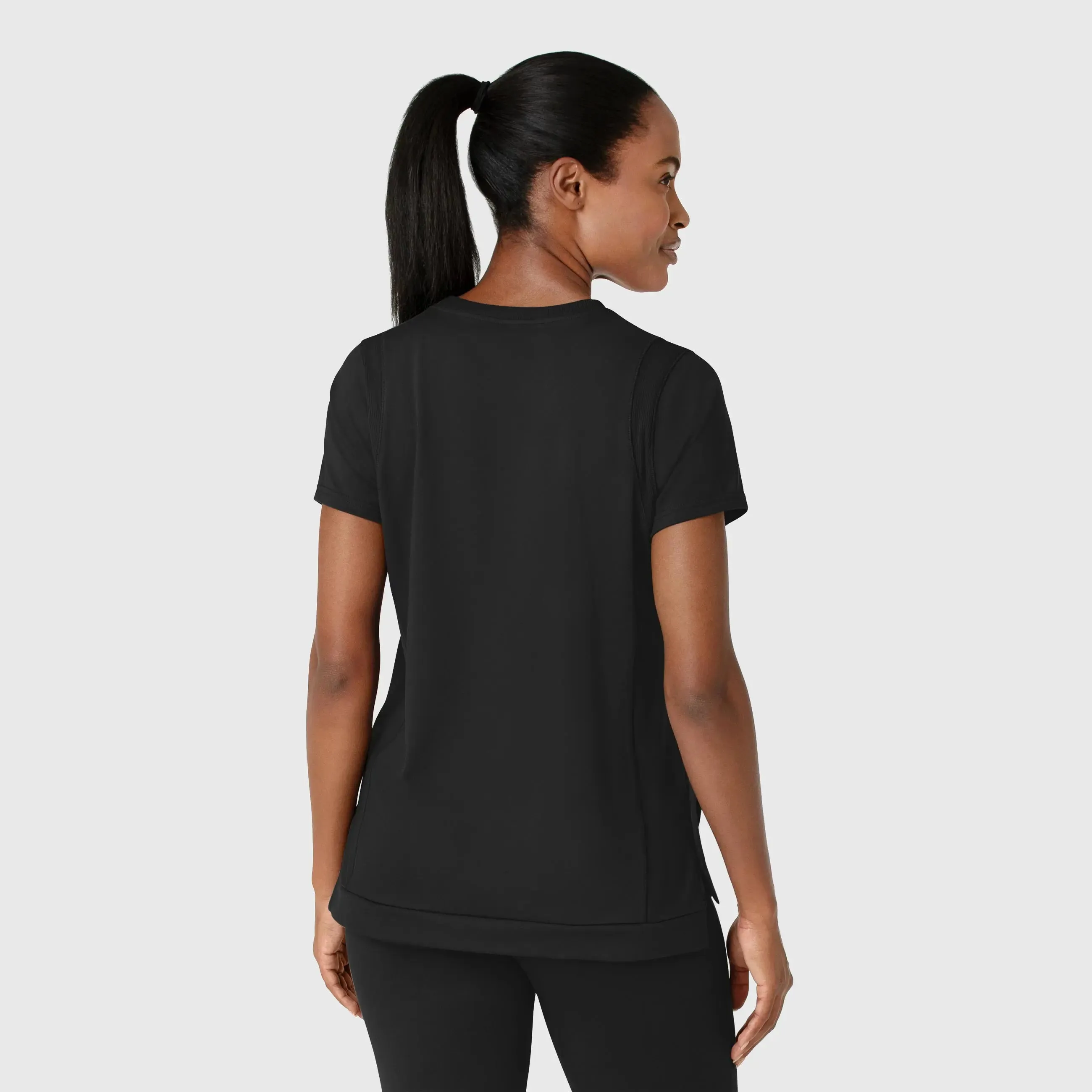 Wink Knit Women's Flex-n-Reach Crew Neck Scrub Top - Black