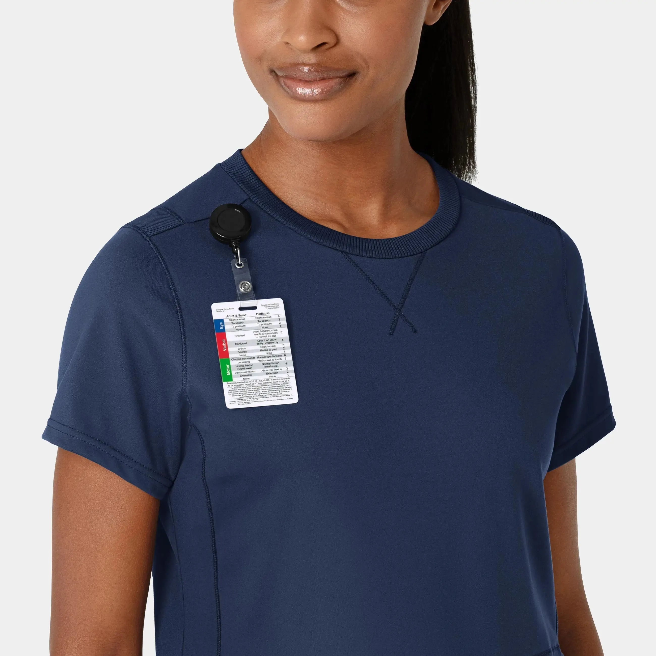 Wink Knit Women's Flex-n-Reach Crew Neck Scrub Top - Navy