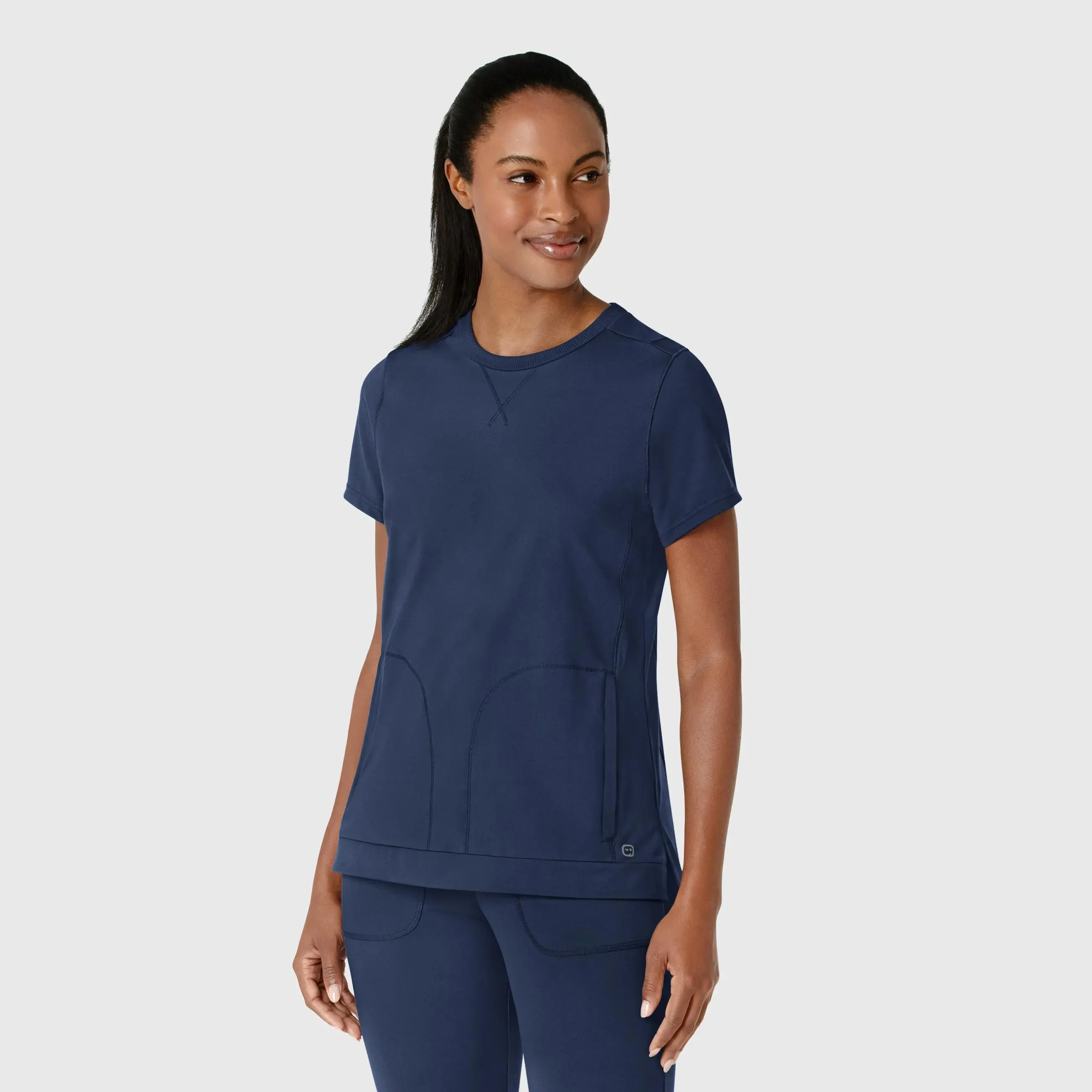 Wink Knit Women's Flex-n-Reach Crew Neck Scrub Top - Navy