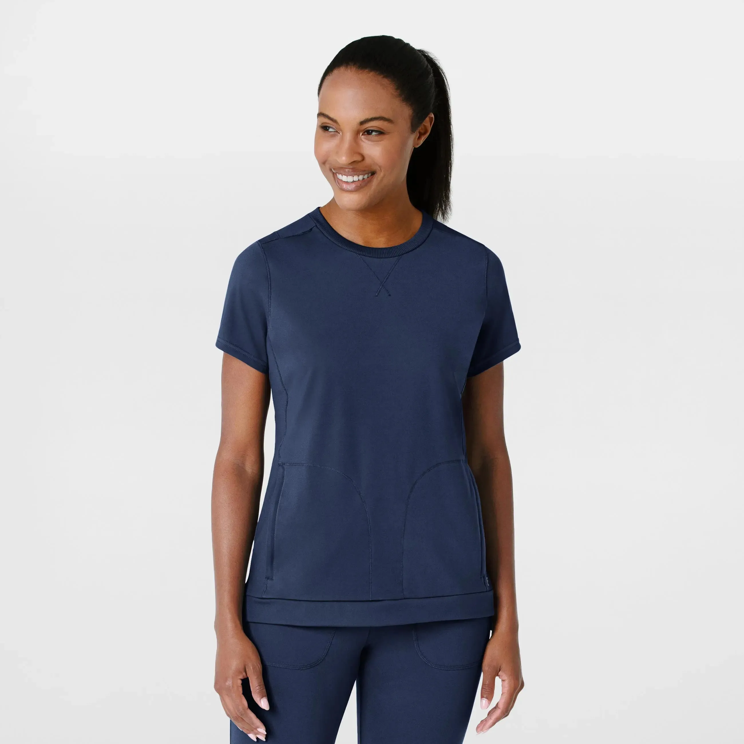 Wink Knit Women's Flex-n-Reach Crew Neck Scrub Top - Navy