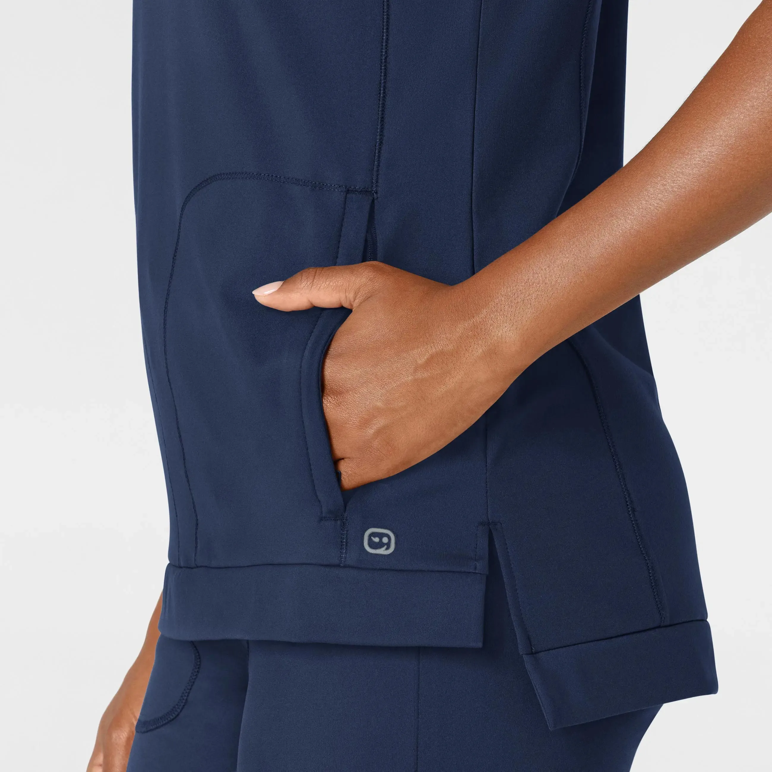 Wink Knit Women's Flex-n-Reach Crew Neck Scrub Top - Navy
