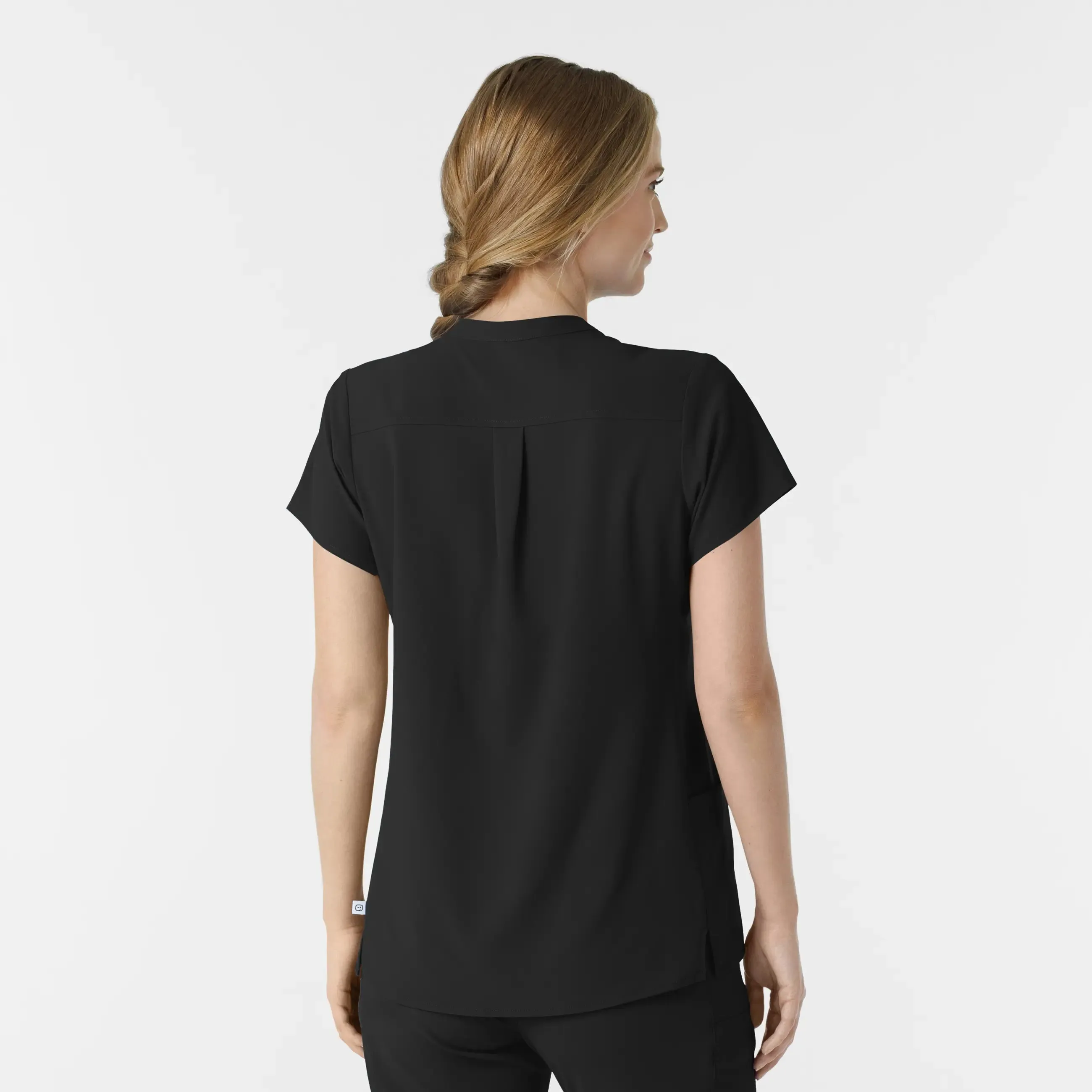 Wink Women's Mandarin Collar Scrub Top - Black