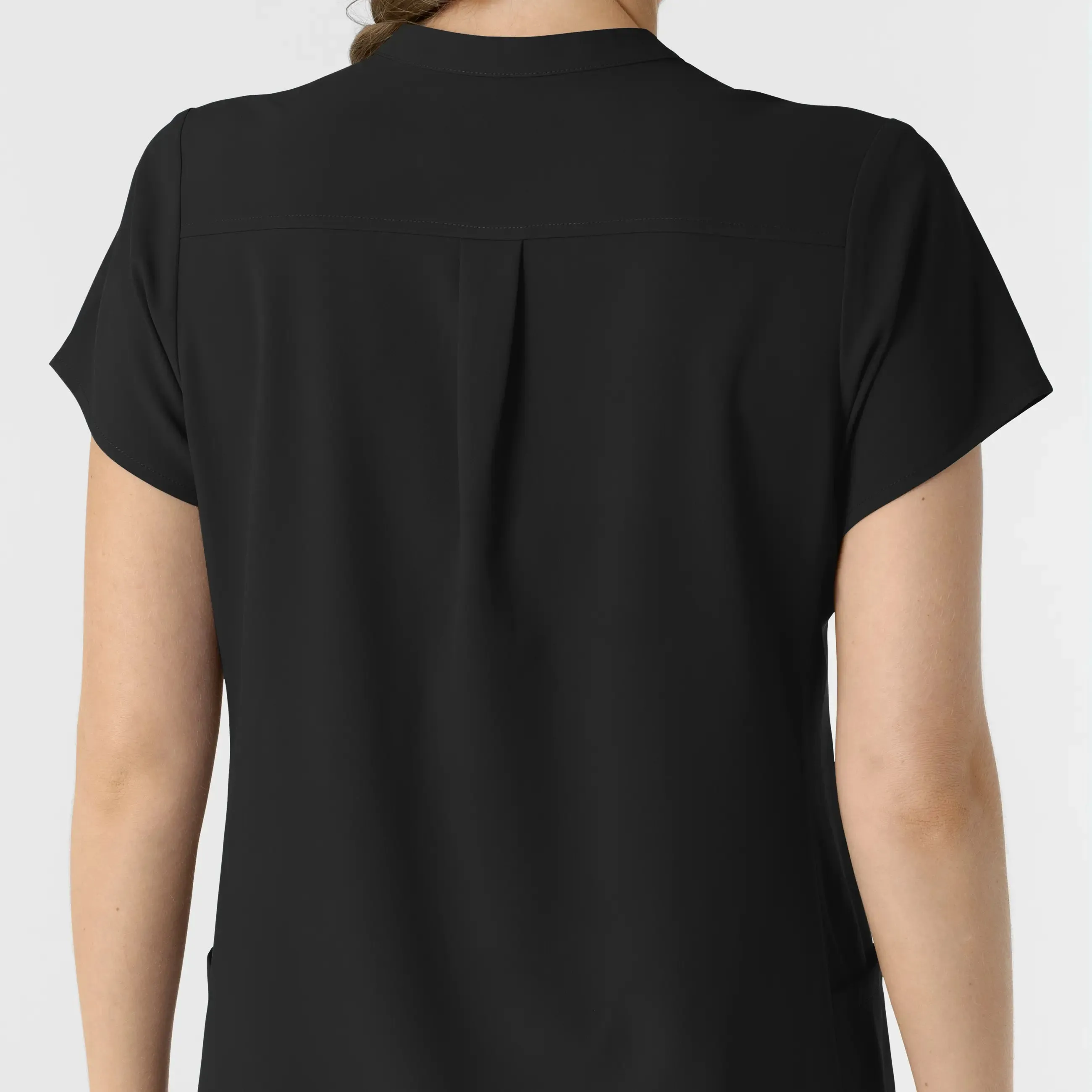 Wink Women's Mandarin Collar Scrub Top - Black