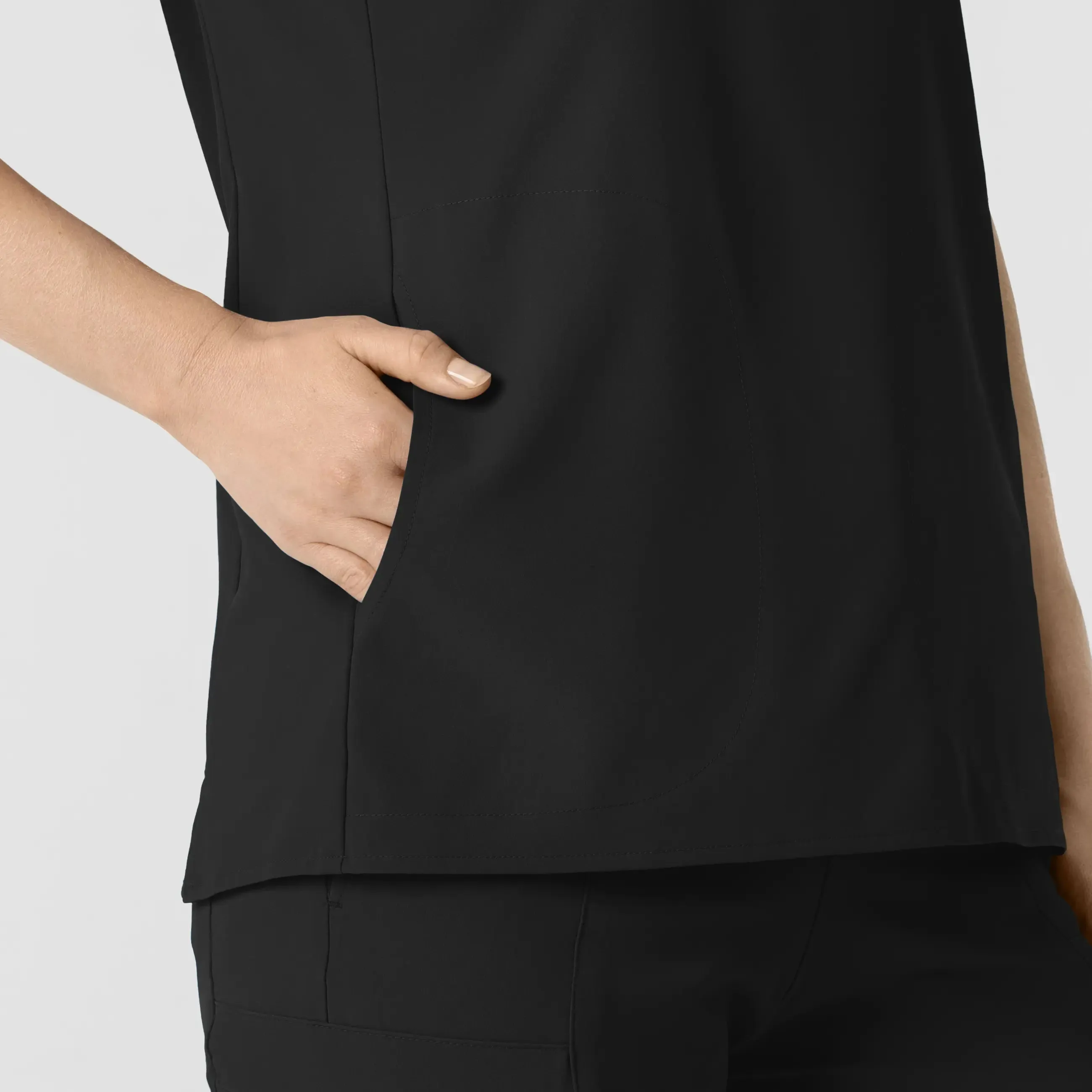 Wink Women's Mandarin Collar Scrub Top - Black