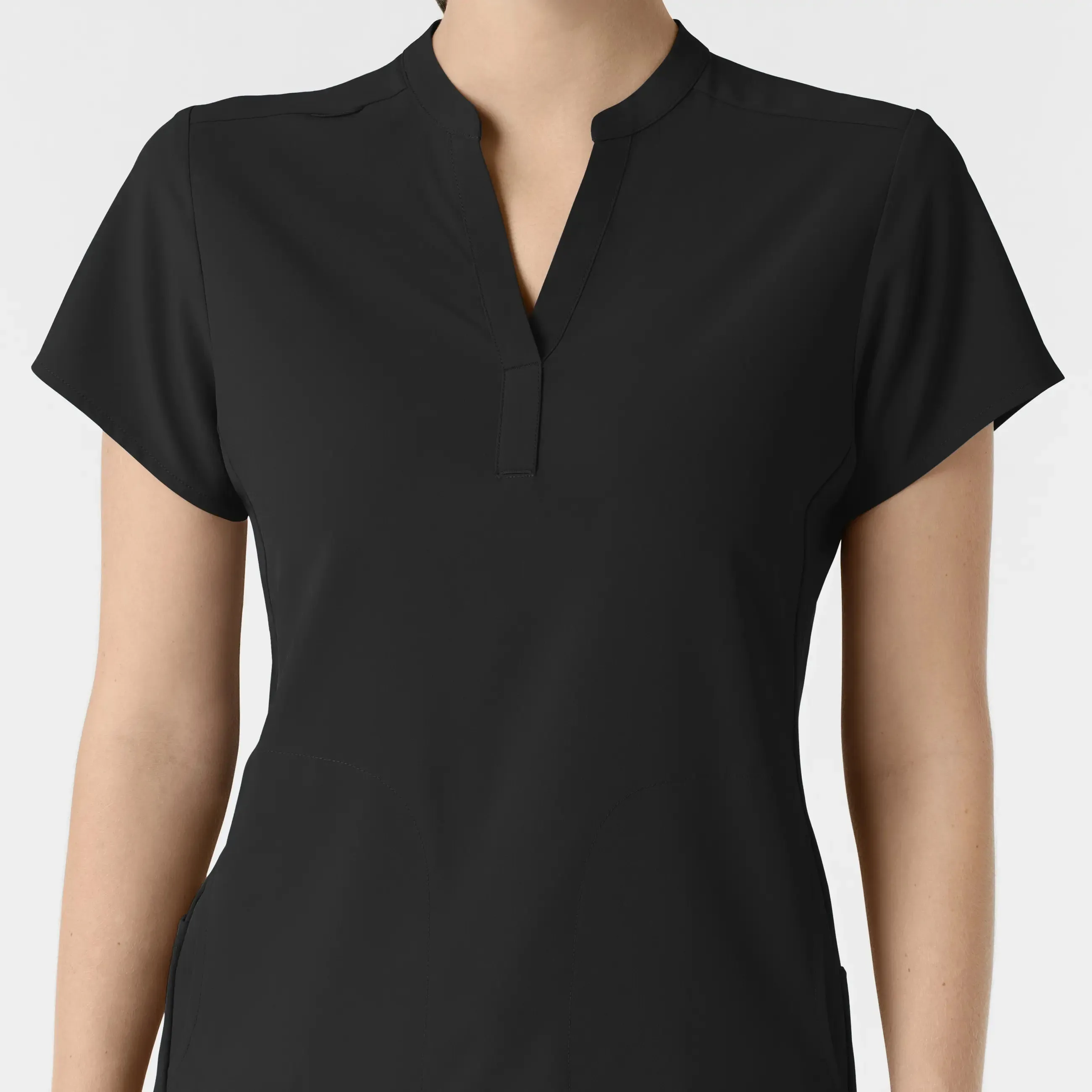 Wink Women's Mandarin Collar Scrub Top - Black