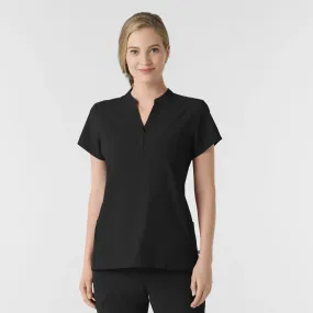 Wink Women's Mandarin Collar Scrub Top - Black