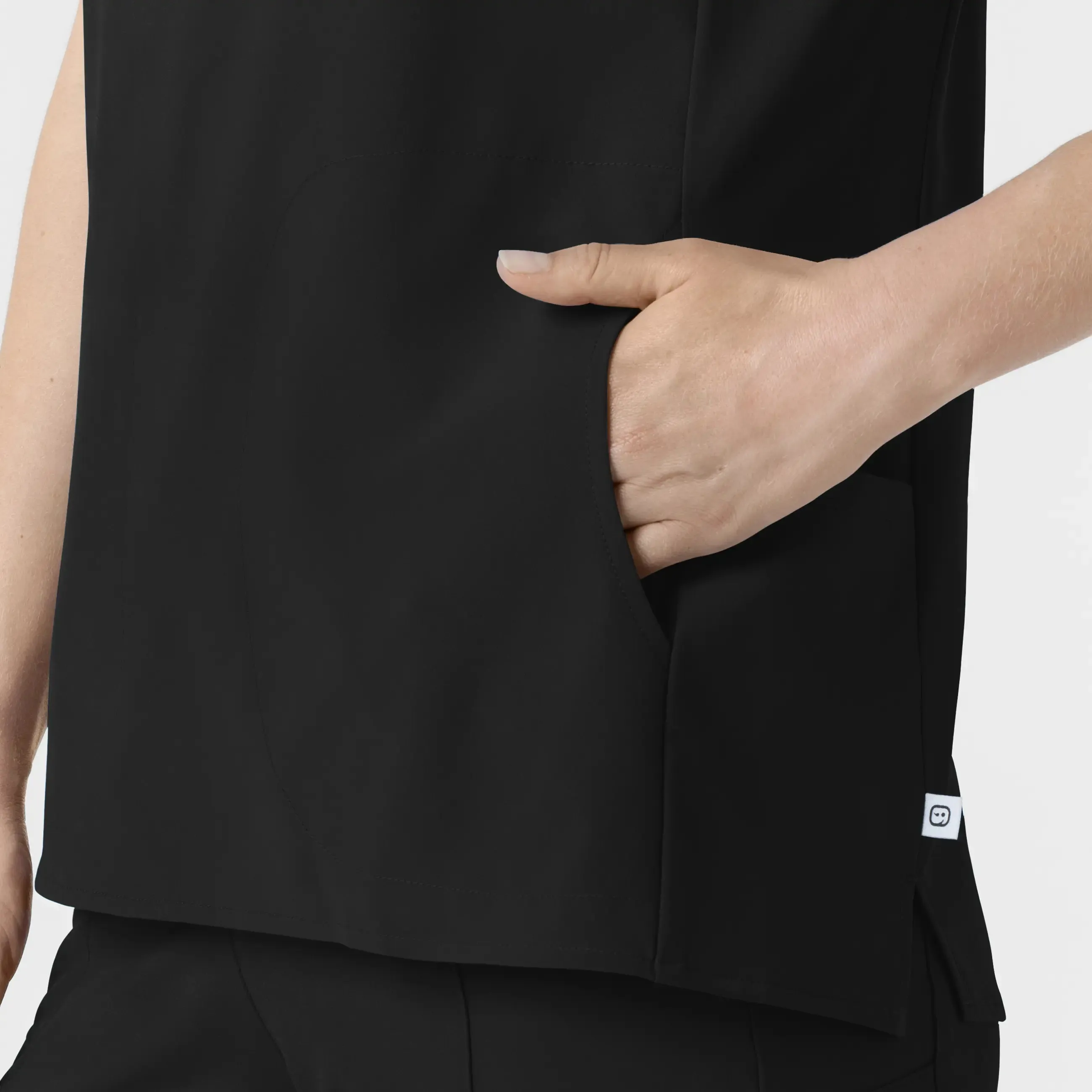 Wink Women's Mandarin Collar Scrub Top - Black