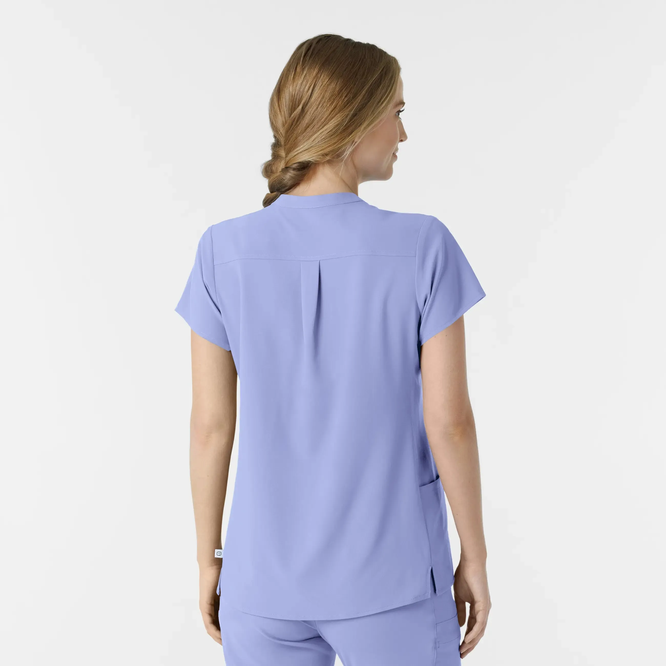 Wink Women's Mandarin Collar Scrub Top - Ceil Blue