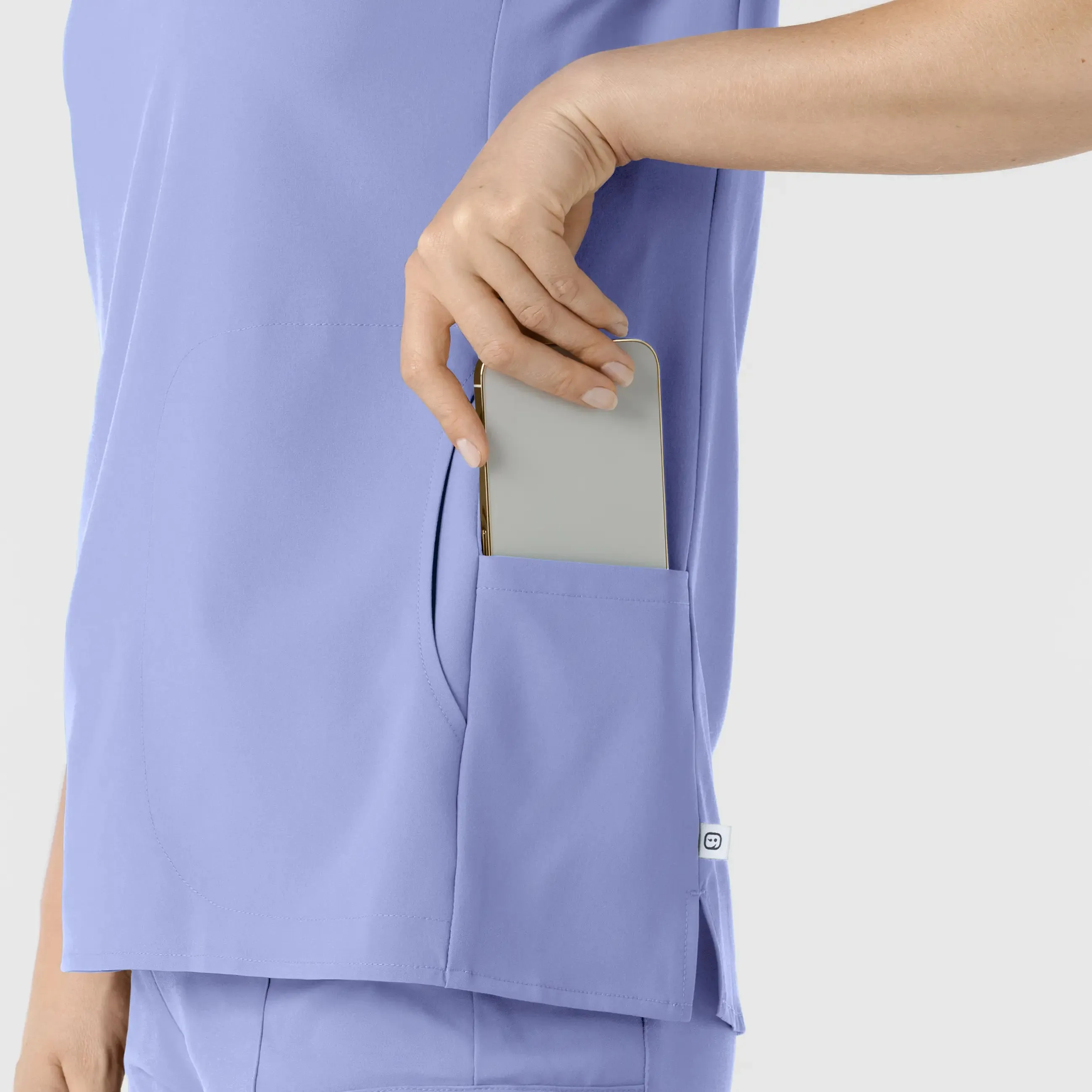 Wink Women's Mandarin Collar Scrub Top - Ceil Blue