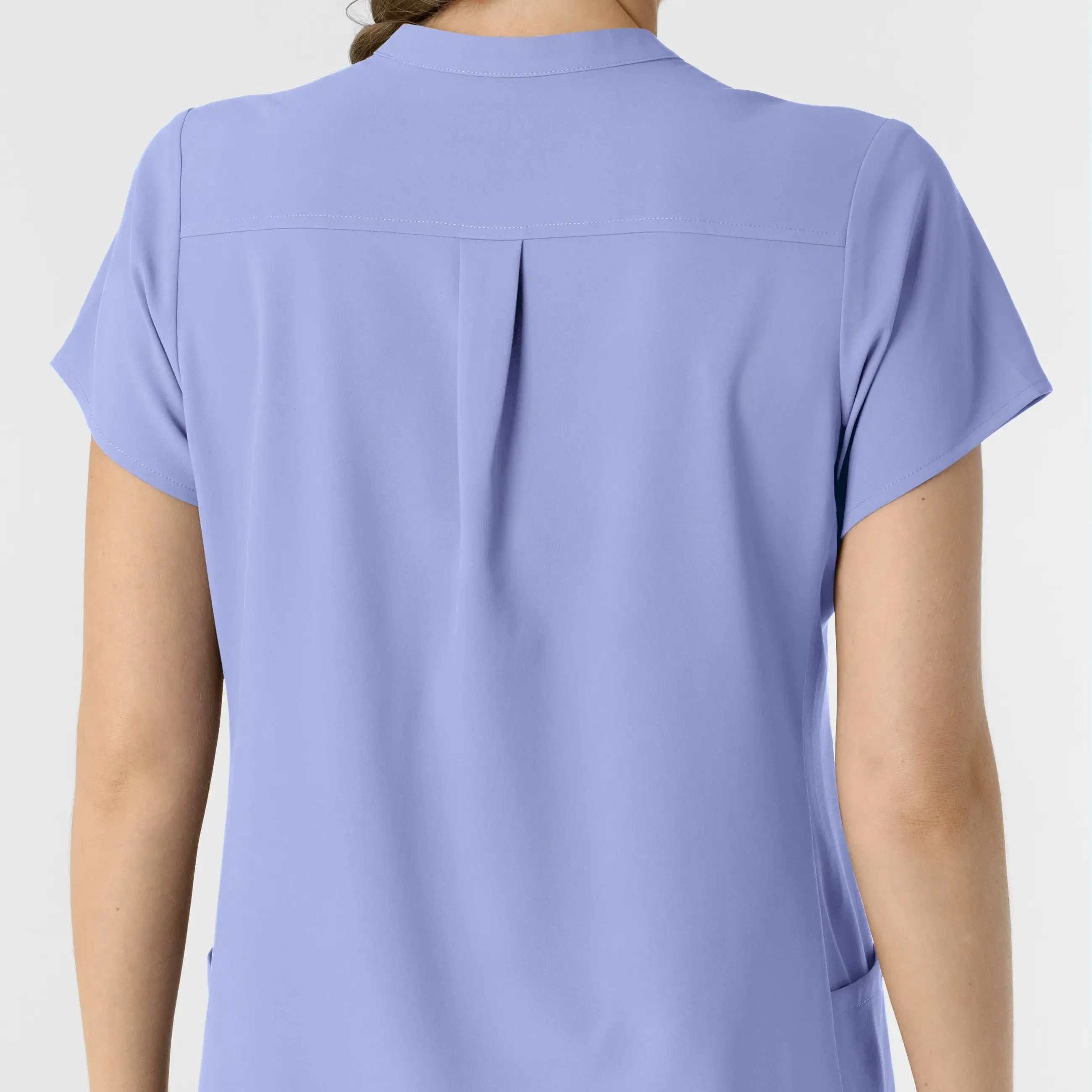 Wink Women's Mandarin Collar Scrub Top - Ceil Blue