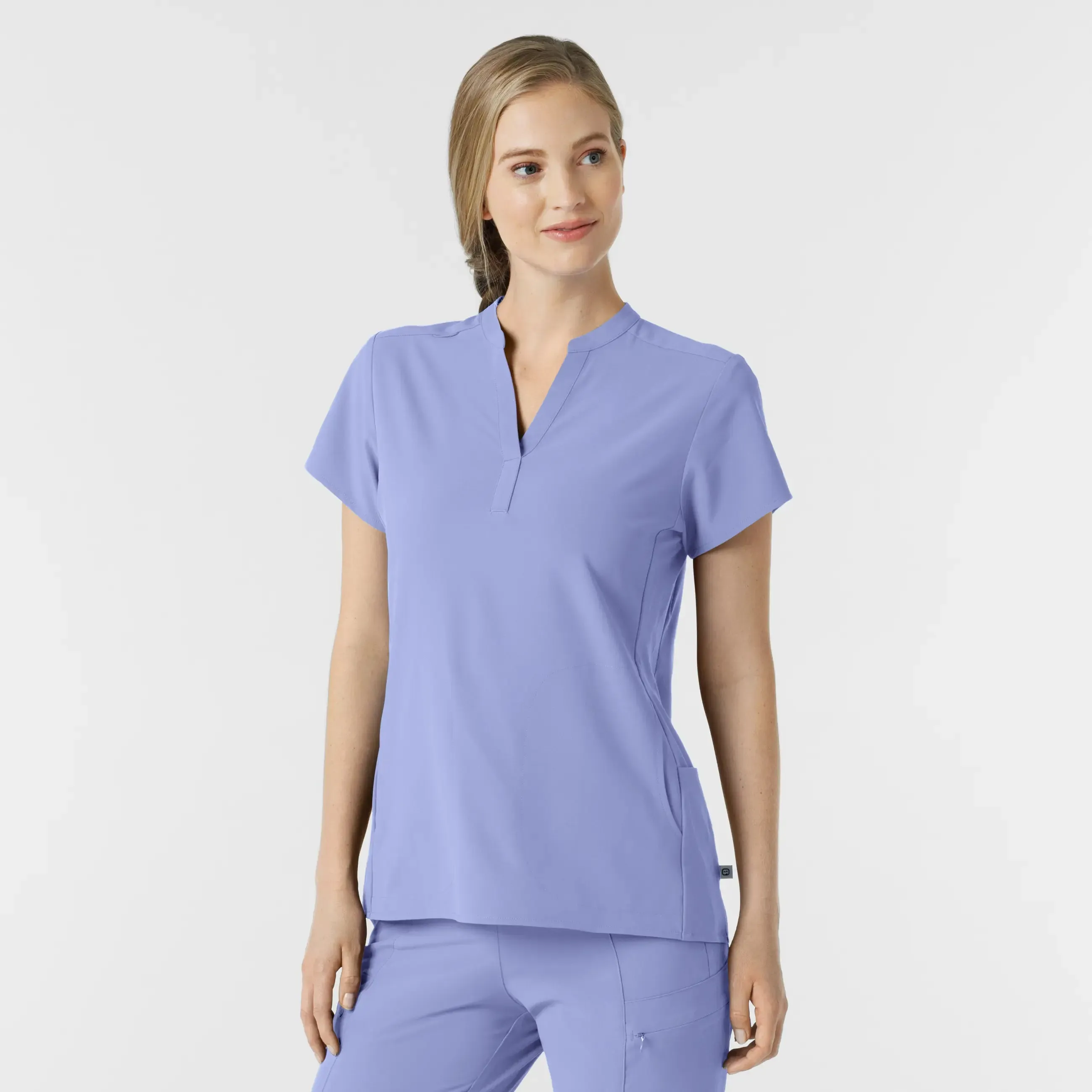 Wink Women's Mandarin Collar Scrub Top - Ceil Blue