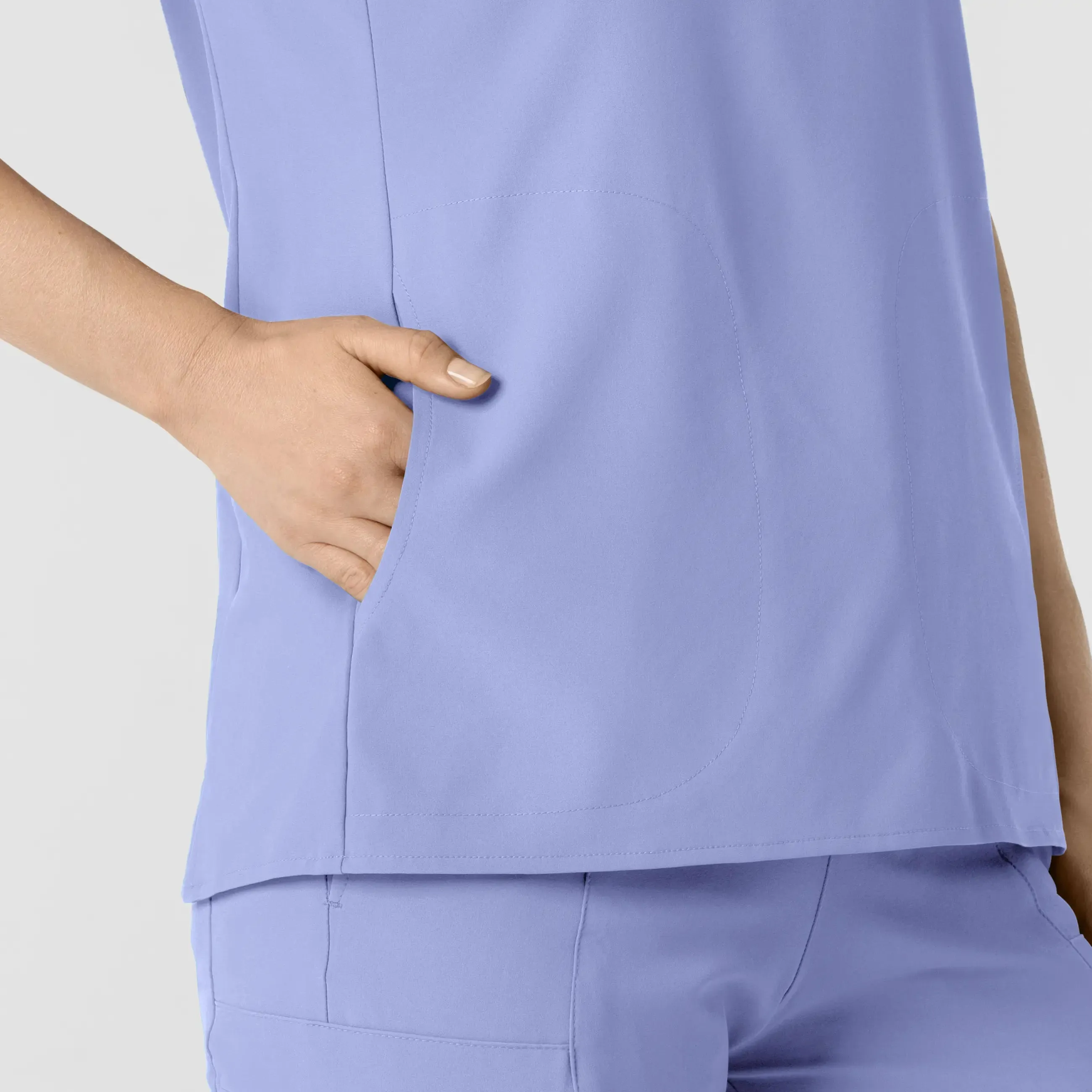 Wink Women's Mandarin Collar Scrub Top - Ceil Blue