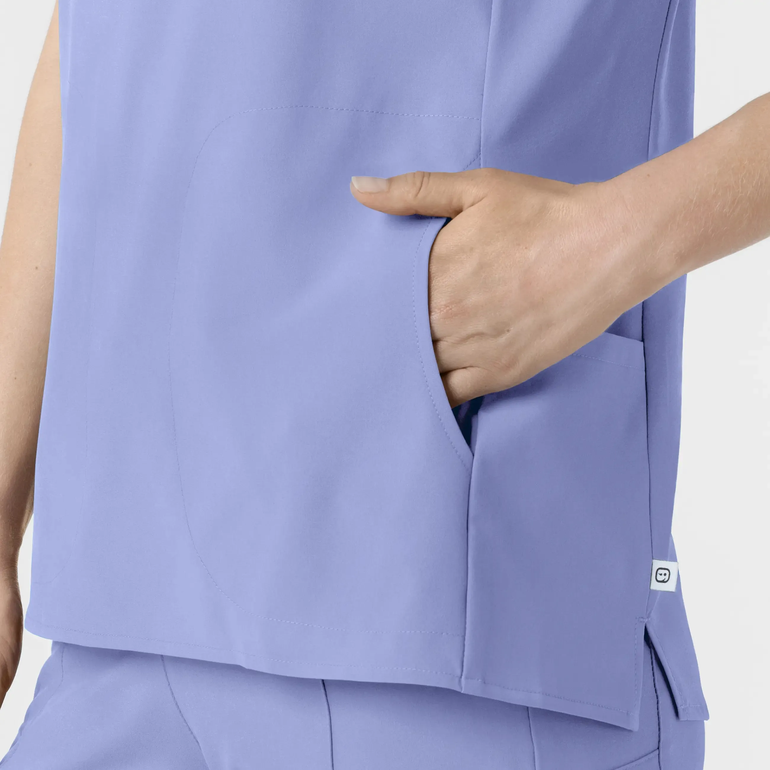 Wink Women's Mandarin Collar Scrub Top - Ceil Blue