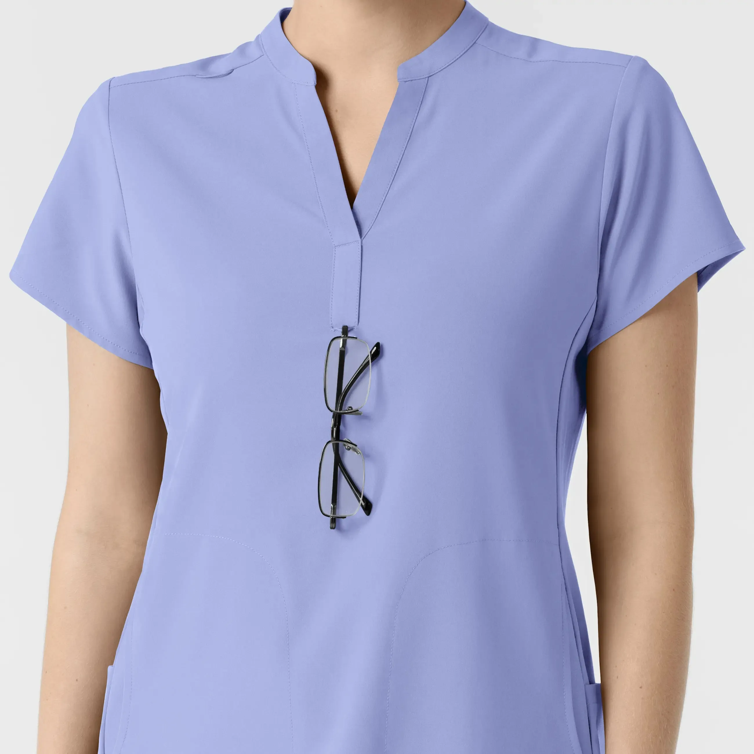 Wink Women's Mandarin Collar Scrub Top - Ceil Blue