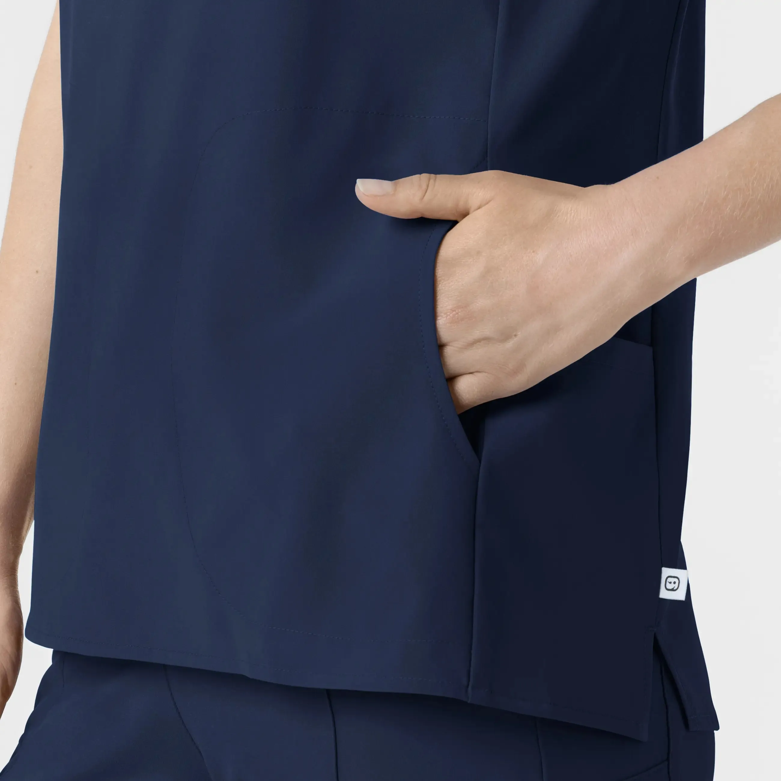 Wink Women's Mandarin Collar Scrub Top - Navy