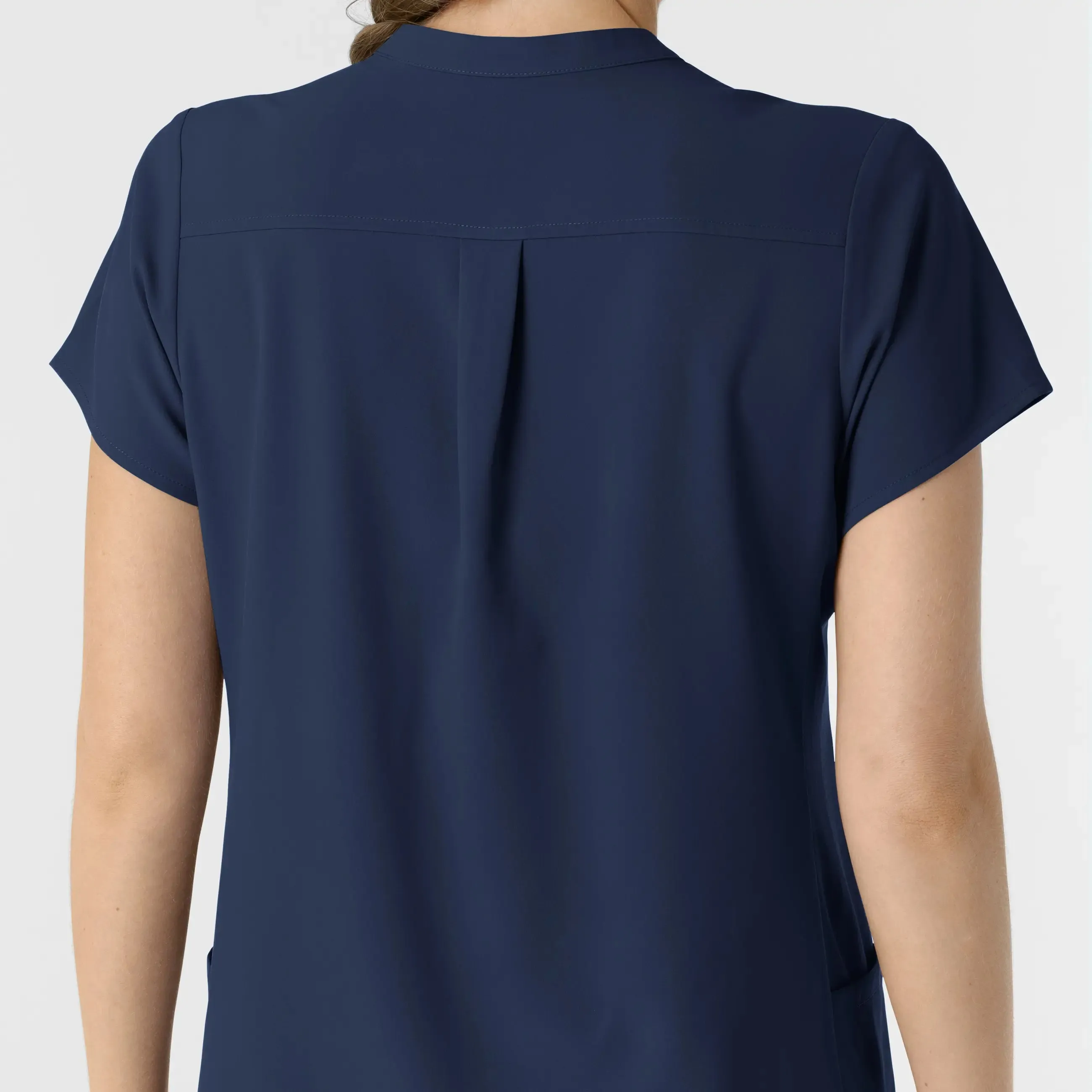 Wink Women's Mandarin Collar Scrub Top - Navy