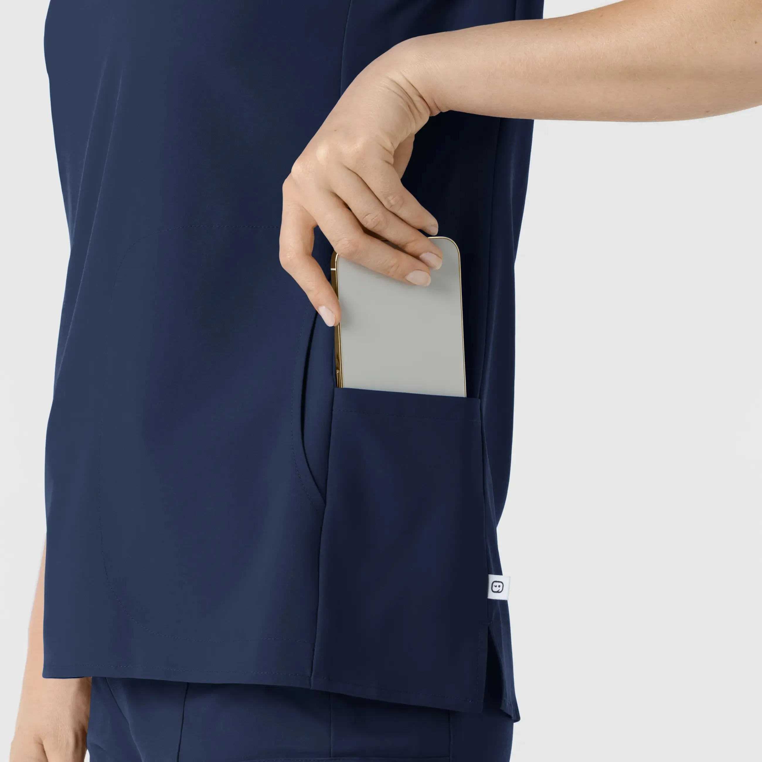 Wink Women's Mandarin Collar Scrub Top - Navy