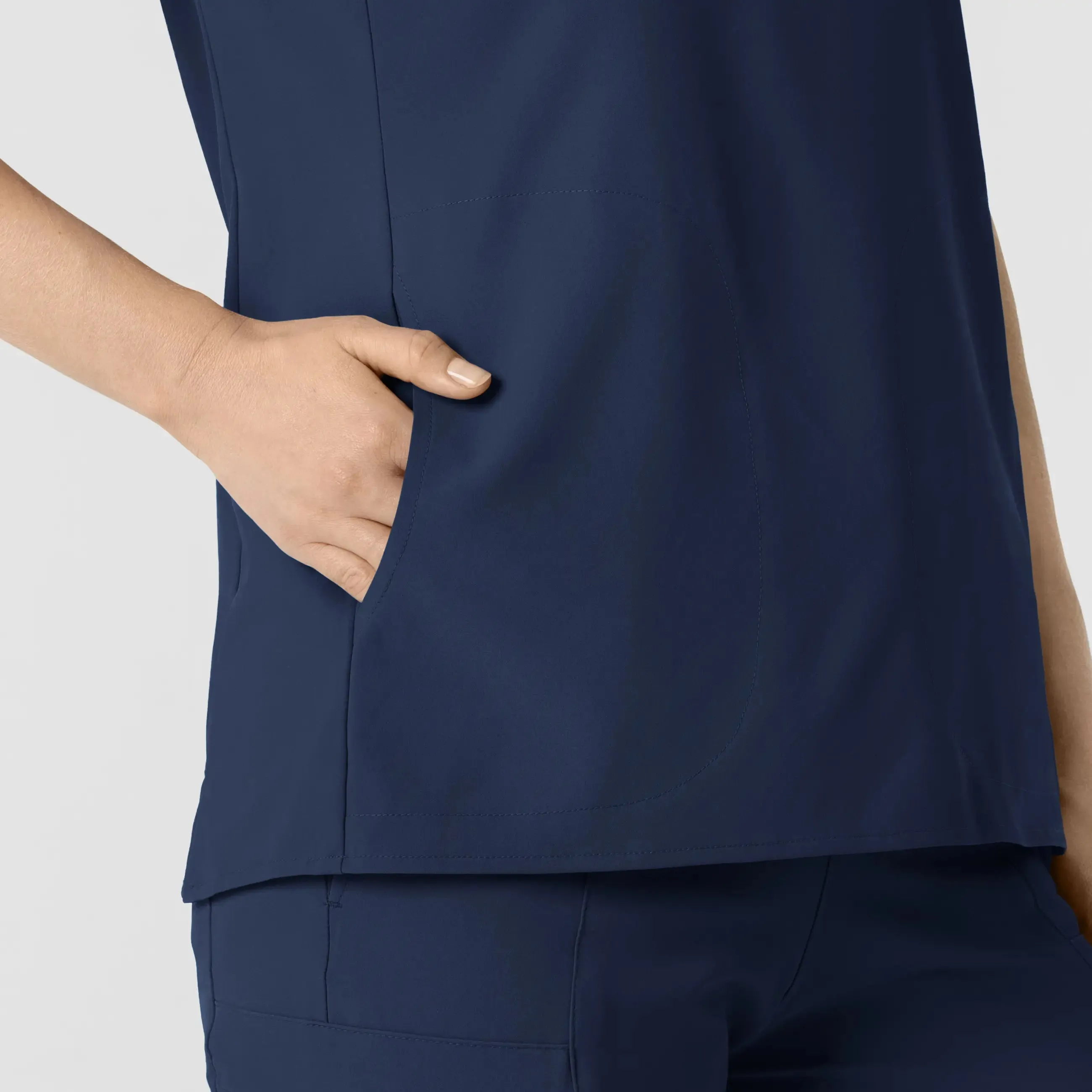 Wink Women's Mandarin Collar Scrub Top - Navy
