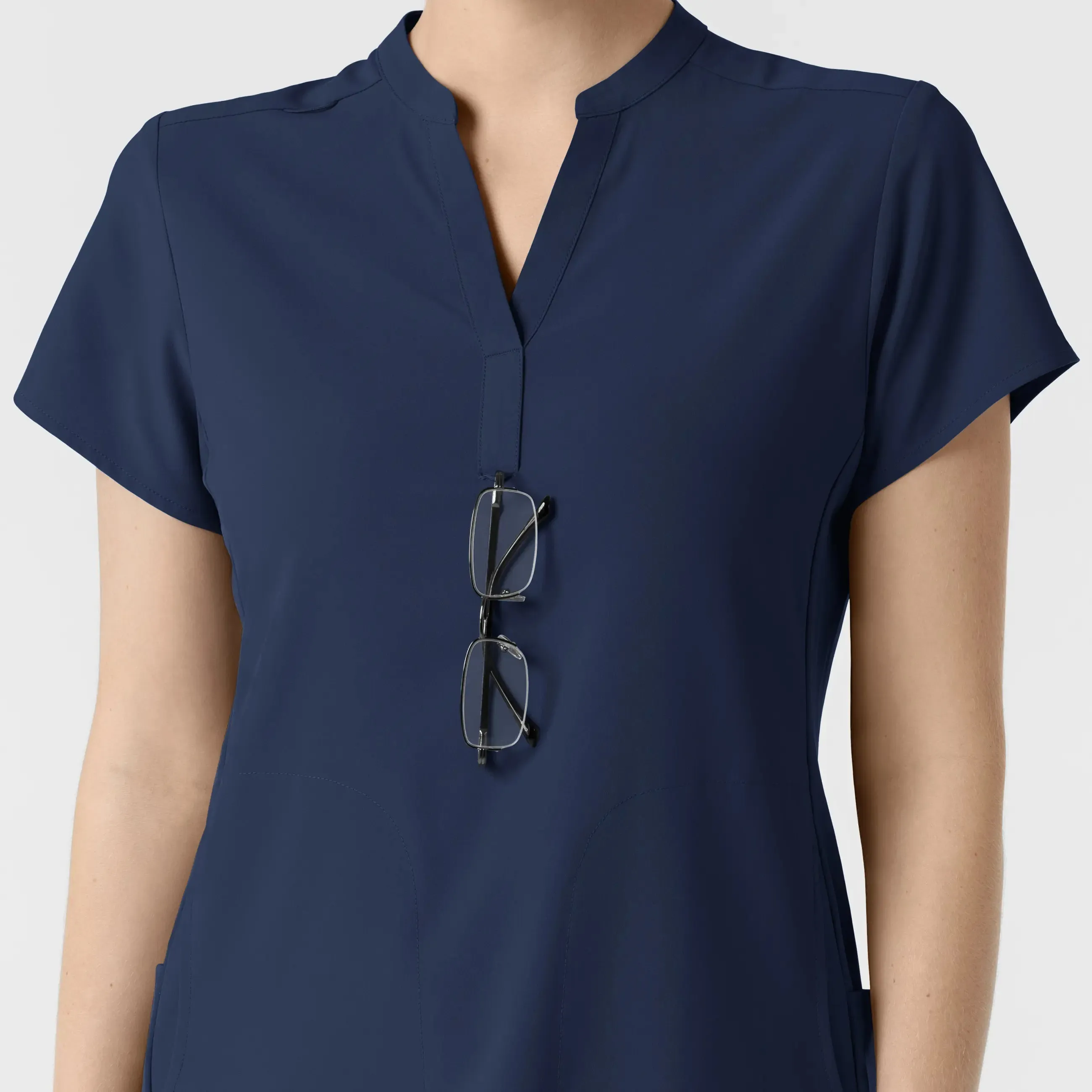Wink Women's Mandarin Collar Scrub Top - Navy