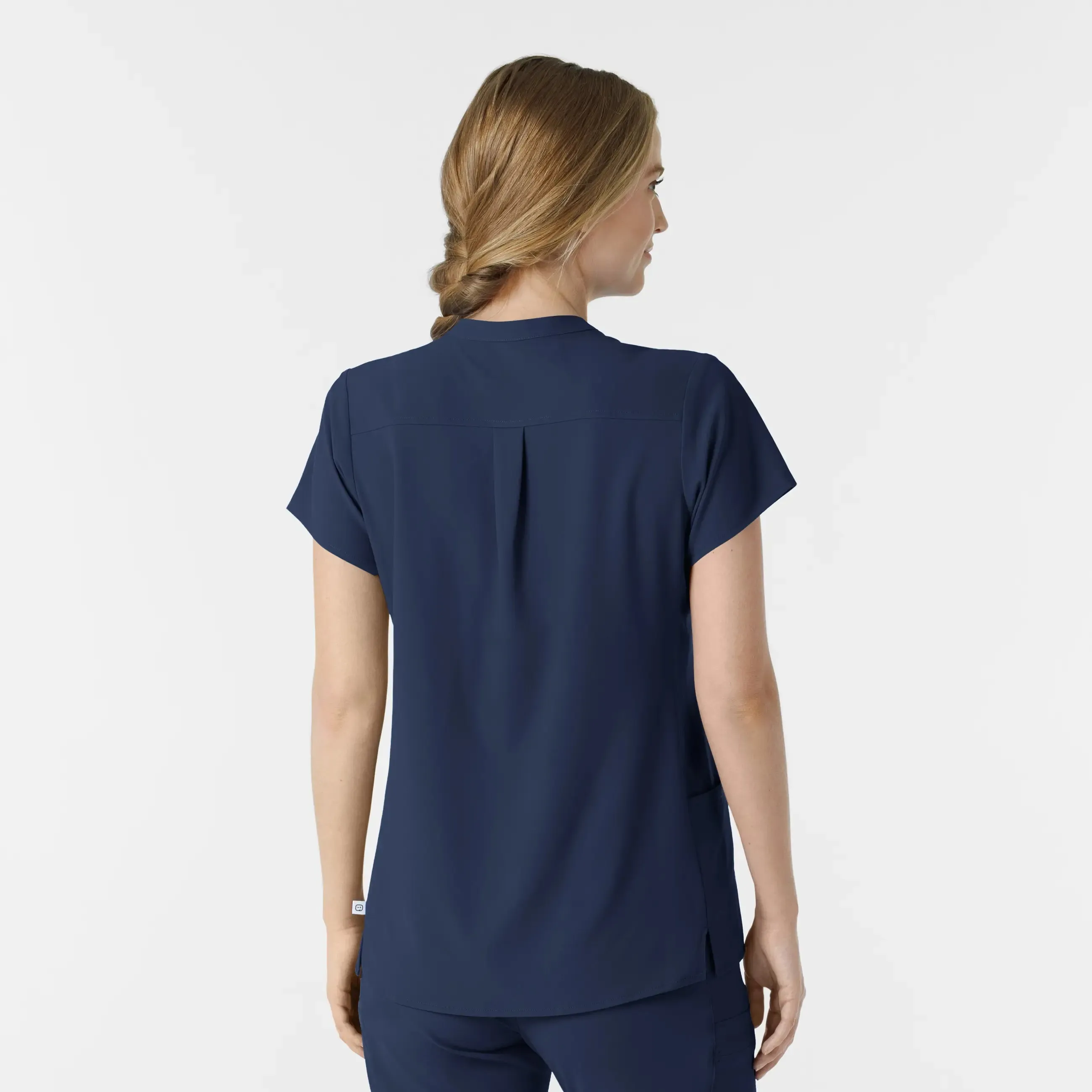 Wink Women's Mandarin Collar Scrub Top - Navy