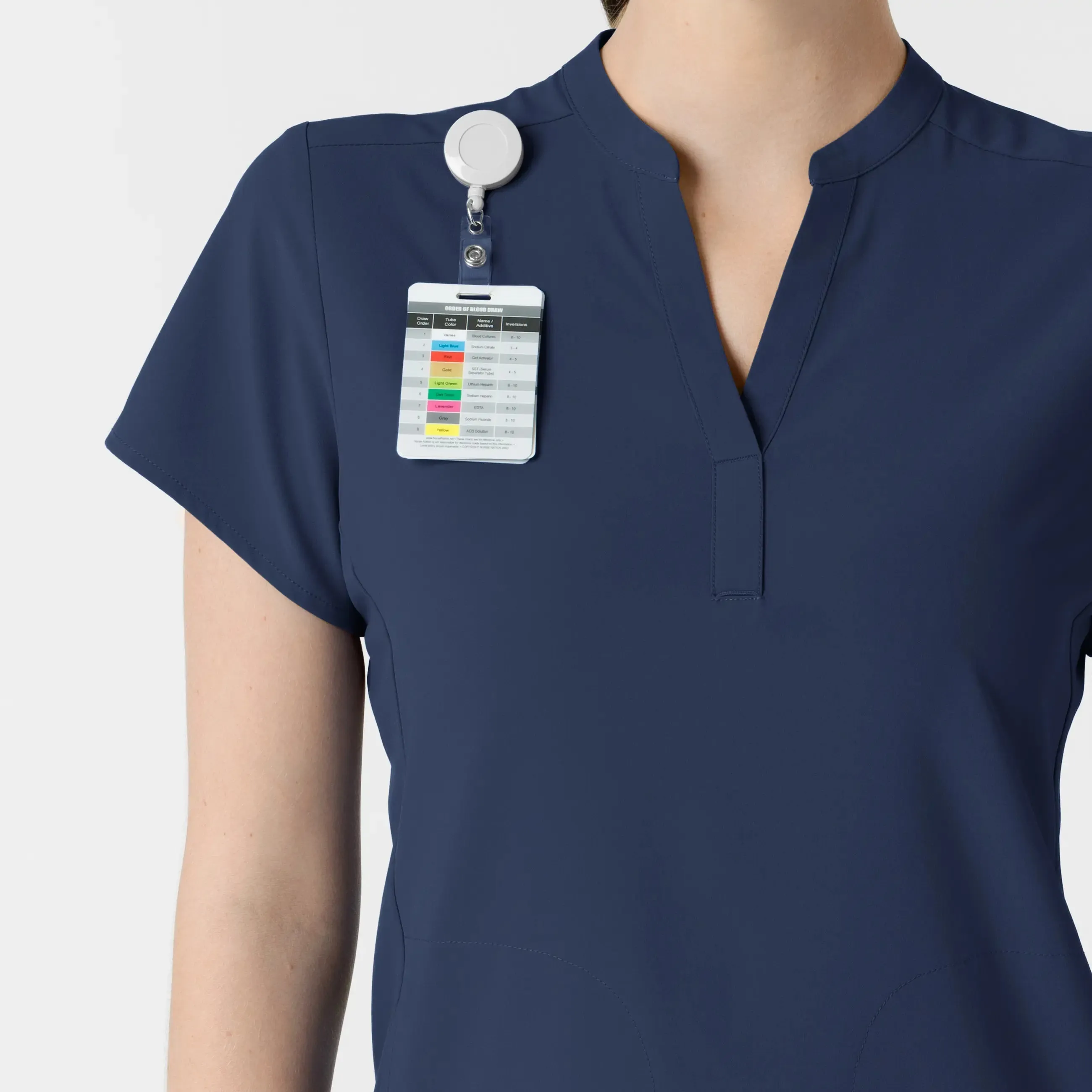Wink Women's Mandarin Collar Scrub Top - Navy