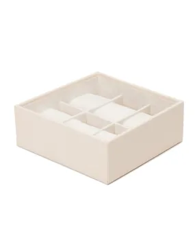 WOLF 6 Piece Stackable Watch Tray - Cream Saffiano - Suede Inner Lining