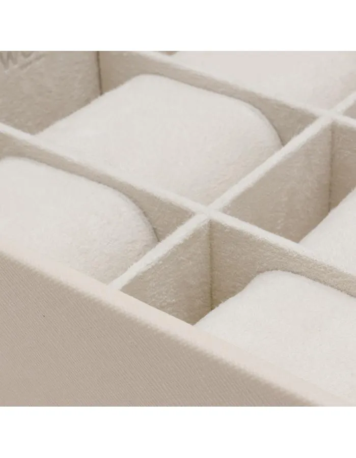 WOLF 6 Piece Stackable Watch Tray - Cream Saffiano - Suede Inner Lining
