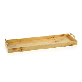WOOD RECTANGULAR BOX W/HANDLES