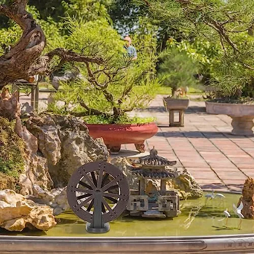 Yardwe Fountain Water Wheel Waterfall Decor Jewelry Accessories Fish Tank Decoration Simulation Wheel Model Fish Tank Fountain Wheel Water Fountain Part Miniature Plastic Fall Brown